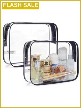 Clear Toiletry Bag 2-Pack TSA Approved Water-Repellent Travel Cosmetic Pouch